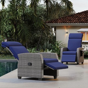 GustoWave Patio Wicker Outdoor Recliner with Independently Adjustable Backrest & Footrest, All-Weather PE Wicker Lounge Chair - 1 of 4