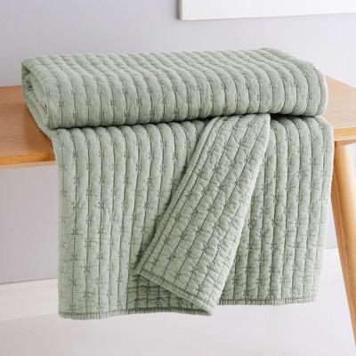 Desert Sage Cotton Reversible Quilted Throw Blanket 50x60in