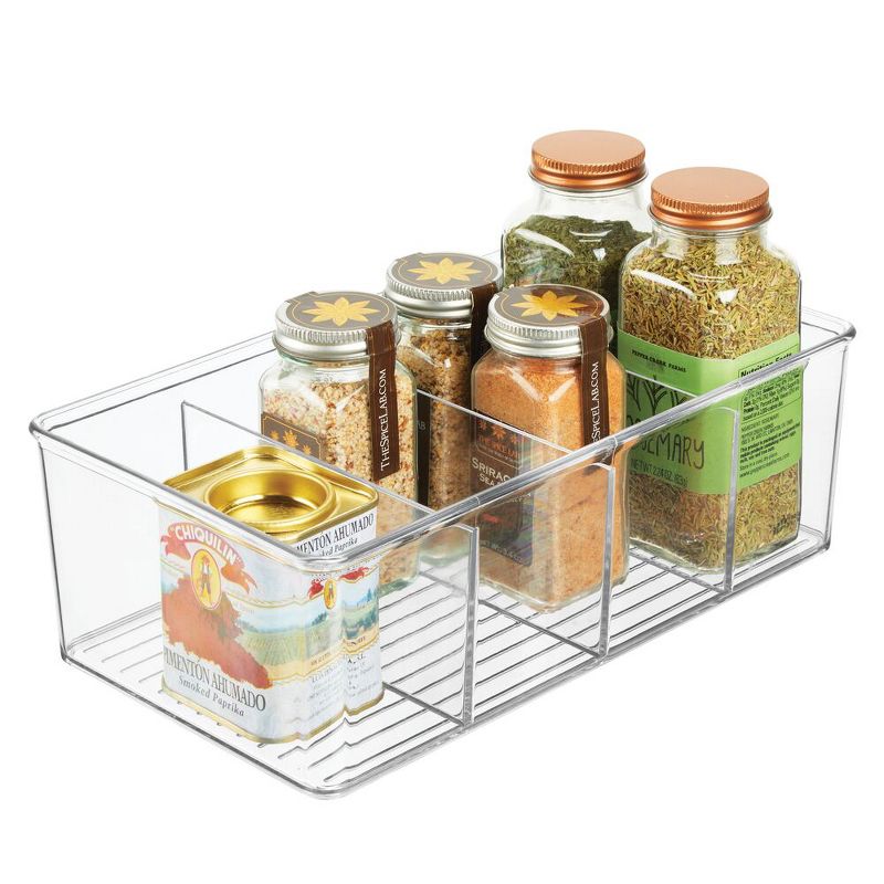 mDesign Plastic 4-Section Divided Kitchen or Pantry Organizer Bin, 5 of 7