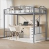Loft Bed Twin Size, Heavy Duty Metal Loft Bed Frame with Arched Guardrail and Safety Ladder - 3 of 4