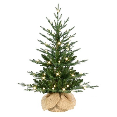 Puleo 3' Pre-Lit Artificial Christmas Tree in Burlap Sac Base