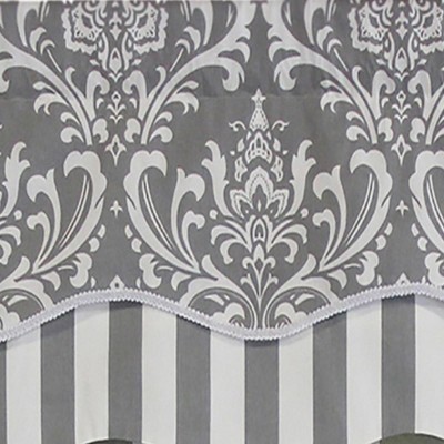 Damask Cotton Blend Scalloped 50'' W Window Valance