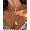 Custom Initial Moon Necklace Set - 14K Gold Plated Layered Letter Choker Gift for Her - 2 of 4