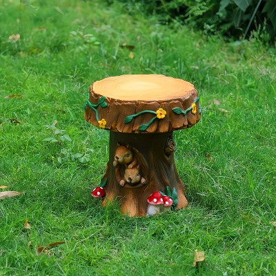Vynxaria Resin Squirrel Garden Chair Decoration, 12.6" Tree Stump Stool£¬Dark Brown