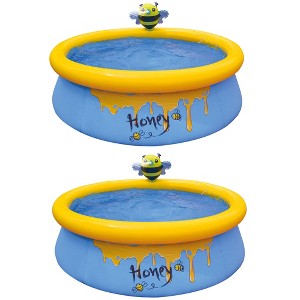 JLeisure Sun Club 12010 5 Foot x 16.5 Inch 1 to 2 Person Capacity Bee Spray 3D Kids Outdoor Above Ground Inflatable Kiddie Swimming Pool, Blue, 2 Pack - 1 of 4