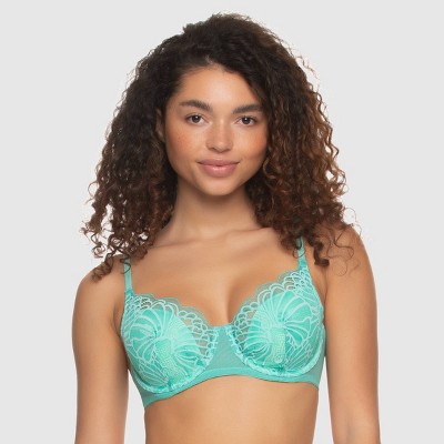 Paramour Women's Tempting Floral Lace Bra - Aqua Blue 42h : Target