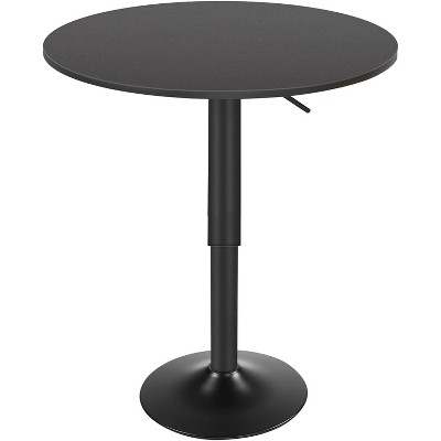 MaseiKar Bar Table, Height-Adjustable Round Pub Table 27-35.4 Inches, Cocktail Table with Sturdy Base, Modern Style, Easy to Assemble, Black