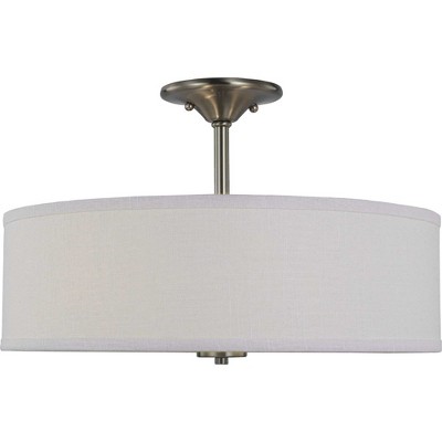 Progress Lighting, Inspire Collection, 3-Light Semi-Flush Mount, Graphite, Summer Linen Shade