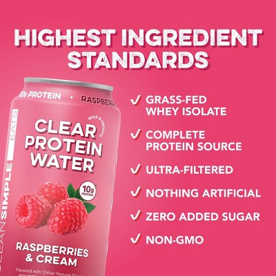 Clean Simple Eats Clear 10g Protein Water Raspberries & Cream - 8pk/12 fl oz Cans