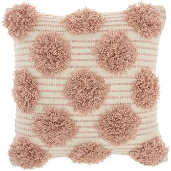 18"x18" Life Styles Tufted Pom Poms Square Throw Pillow - Mina Victory