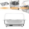 GustoWave 9 Qt Roll Top Chafing Dish Buffet Set,Food Warmer with 2 Half-Size Pan, Buffet Server with Soft Close Lid and Fuel Holder - 4 of 4