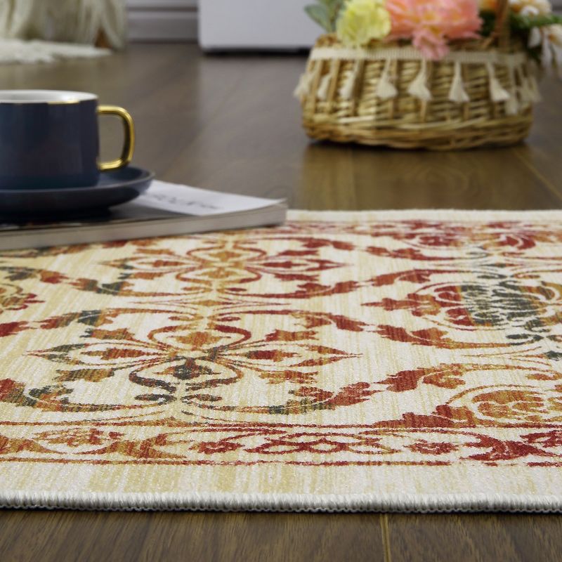 WhizMax Modern Rugs Floral Print Mat Non-Slip Boho Low Pile Non-Shedding Carpet, 4 of 10