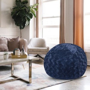 CAVINAS Faux Fur Bean Bag Chair, 4Foot Cozy and Stretchable Fabric Lounger for Children and Adults, Filled with Shredded and Memory Foam - 1 of 4