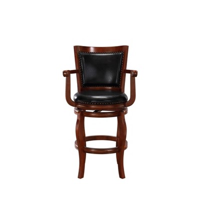 Cherry Wood and Leather Swivel Bar Stool, 44.5" Height