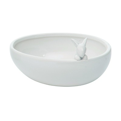 Transpac Ceramic 6.3 in. White Easter Bunny Bowl