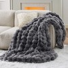 Fluffy Faux Fur Throw Blanket Fuzzy Soft Bubble Blanket for Couch Bed Sofa Chair Faux Fur Decor Gifts for Home Bedroom Living Room Thick Warm Furry Co - 2 of 4