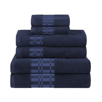 100% Cotton Medium Weight Geometric Border 6 Piece Assorted Bathroom Towel Set by Blue Nile Mills