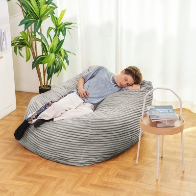 CAVINAS Faux Fur Bean Bag Chair,Lazy Floor Sofa Chair with High Rebound Memory Foam,Cozy Lounge Chair for Living Room