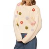 Women's 3d Flower Sweater - EN CREME - 4 of 4