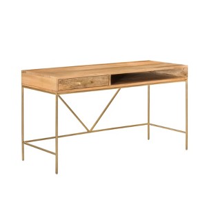 MH London Bilbao 22" Solid Wood and Metal  Base Writing Desk - 1 of 4