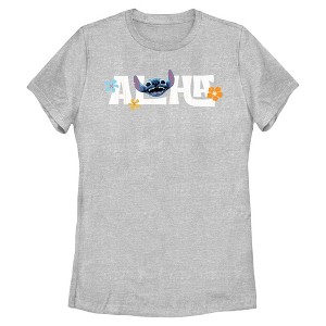 Womens Lilo & Stitch Aloha Alien Face T Shirt - 1 of 4