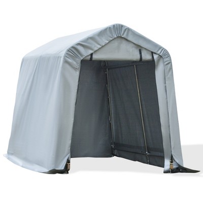 Outsunny 8'x6' Outdoor Storage Shelter with Rollup & Zipper Door Heavy Duty Carport Shed for Motorcycle Garden Storage-Grey