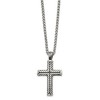 Chisel Stainless Steel Antiqued and Polished Cross Pendant on a 24" Wheat Chain Necklace - 3 of 4