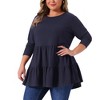 Agnes Orinda Women's Plus Size Casual Knit Babydoll Long Sleeve Peplum Blouse - 2 of 4
