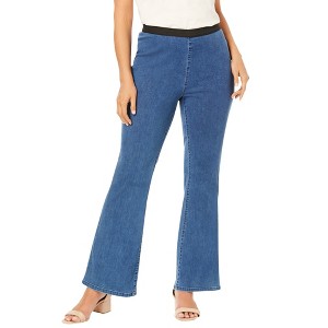 Jessica London Women's Plus Size Stretch Denim Bootcut Jegging - 1 of 4