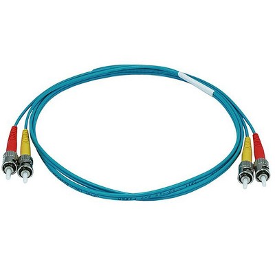 Monoprice Fiber Optic Cable - 1 Meter - Aqua | ST to ST, OM3, 50/125 Type, Multi Mode, 10Gb, Duplex