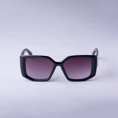 Women's Angular Square Sunglasses - A New Day™ Black - image 1 of 2