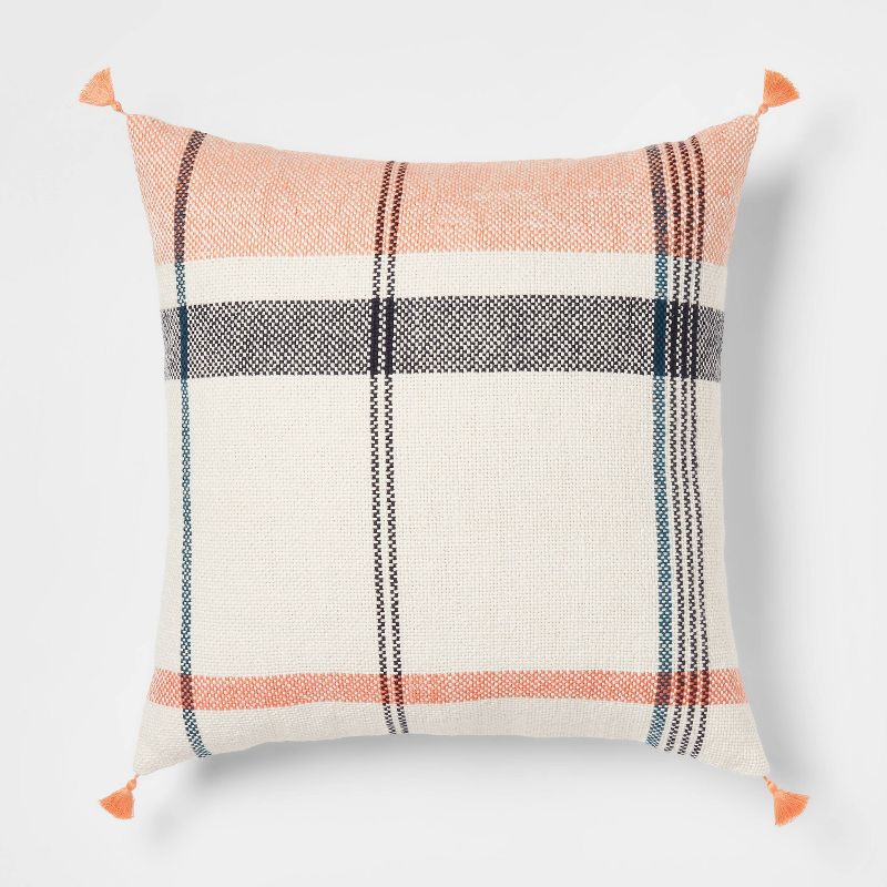 Oversized Woven Plaid Square Throw Pillow - Threshold&#8482;, 1 of 9