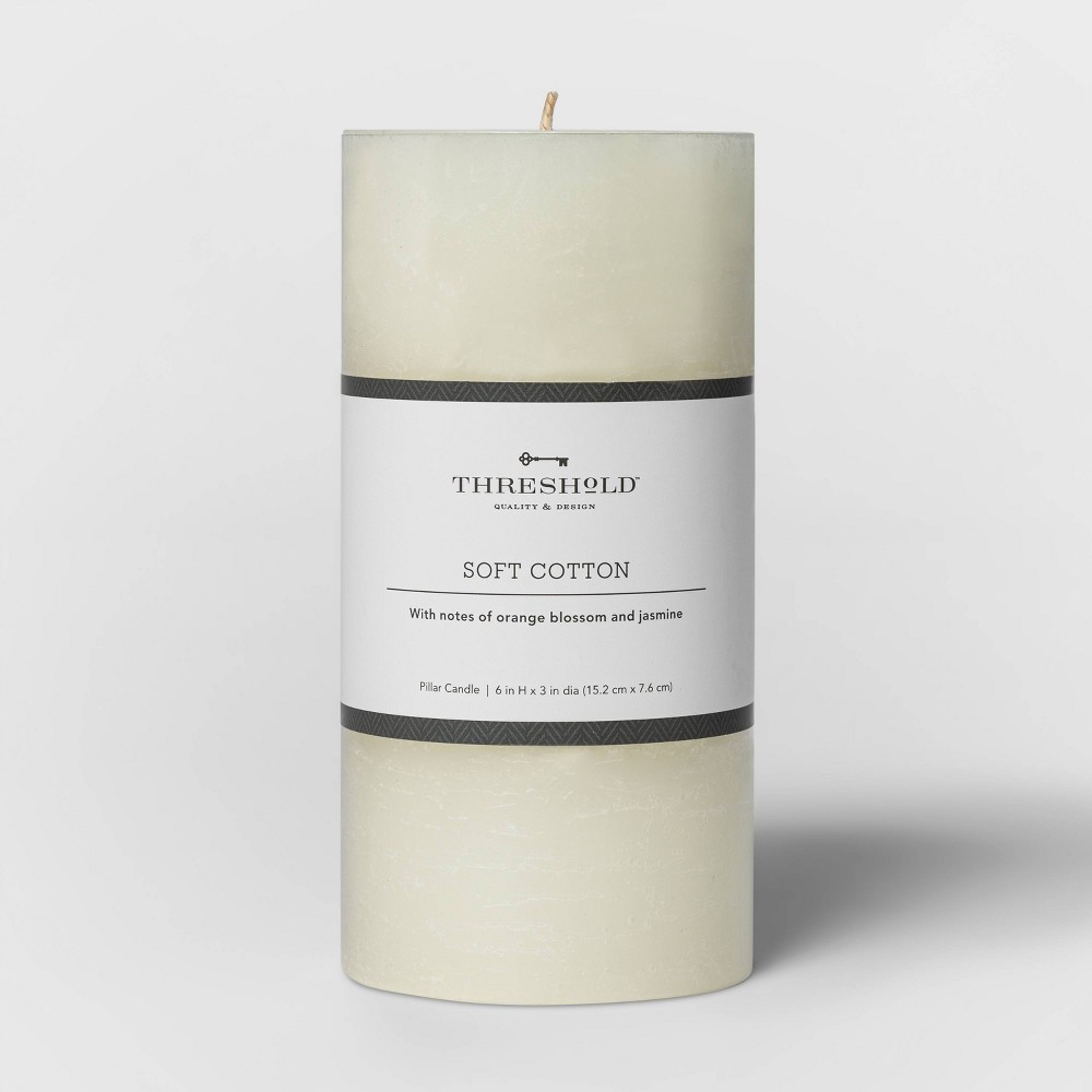 6" x 3" Pillar Candle Soft Cotton White - Threshold