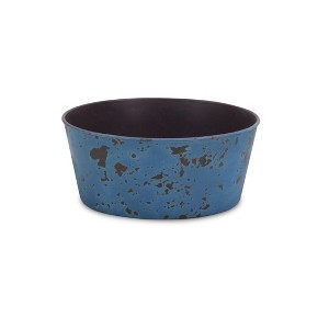 HomeRoots 10" Blue Recycled Plastic Indoor Outdoor Round Pot Planter - 1 of 3