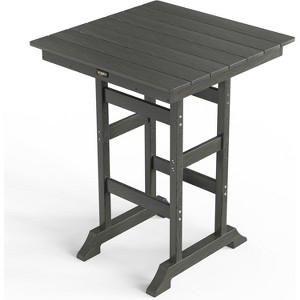 VINGLI Outdoor Bar Table, HDPE Square Patio Bar Height Table with Umbrella Hole All Weather Tall Bistro Table for Patio, Garden, Poolside - 1 of 4