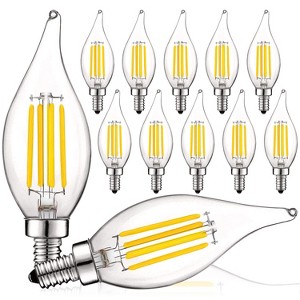 Luxrite Vintage Candelabra LED Bulb 5W=60W Equivalent, 550 Lumens, 3000K Soft White, LED Chandelier Light Bulbs, Dimmable, E12 Base 12 Pack - 1 of 4