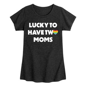 Girls' - Instant Message - Lucky Two Moms Fitted Short Sleeve Graphic T-Shirt - 1 of 4