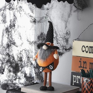 YOOCOZZ 6.3x4.3x16" Halloween Decoration Standing Orange Gnome W/Black Gnome & Holding Banner - 1 of 4