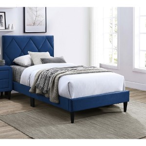 Twin Size Upholstered Platform Bed with Adjustable Headboard - 1 of 4