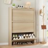3-Drawer Wooden Shoe Cabinet with Adjustable Shelves, Freestanding Flip Drawer Organizer, Hidden Shoe Storage for Entryway and Hallway - 2 of 4