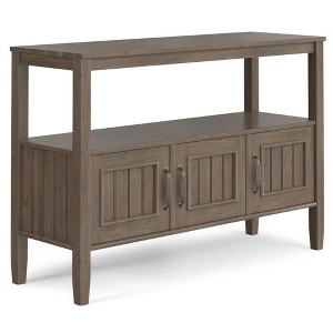 Rowan Console Table Smoky Brown - Wyndenhall: Storage Sofa Table with Fixed Shelves, Pine Frame - 1 of 4