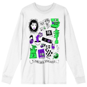 Beetlejuice Icons Crew Neck Long Sleeve Men's White Tee - 1 of 3