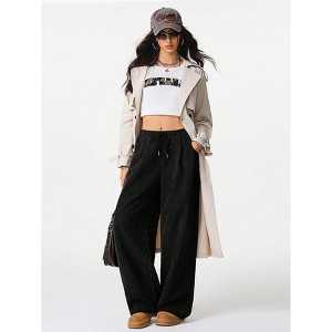 Women's Wide Leg Pants Corduroy High Waist Palazzo Pants Comfy Baggy Trousers - 1 of 4