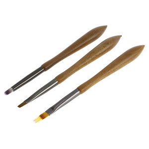Unique Bargains Smudge Nail Painting Brushes Set for Polish Painting Home DIY Brown 3 Pcs - 1 of 4