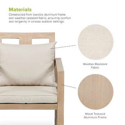 Beige Aluminum Frame Dining Armchair with Cushions