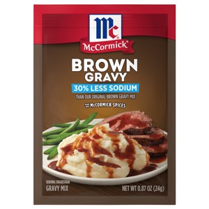 McCormick 30% Less Sodium Brown Gravy Mix - 0.87oz - 1 of 4