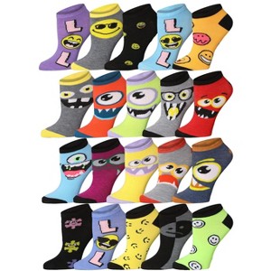 Monster & Emoji No Show Socks - 20 Pairs - 1 of 4