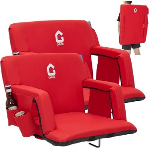 TackView Reclining Stadium Seats with Back Support and Padded Cushion, Extra Wide 24.5" Bleacher Chair with Anti-Slip Mat,Cup Holders, Red - 1 of 4