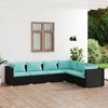 vidaXL 6 Piece Patio Lounge Set with Cushions Made from Poly Rattan in Black - Weatherproof, Adjustable, Easy to Maintain - 2 of 4