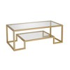 HomeRoots 45" Clear And Gold Glass And Steel Sled Coffee Table With Shelf - 4 of 4